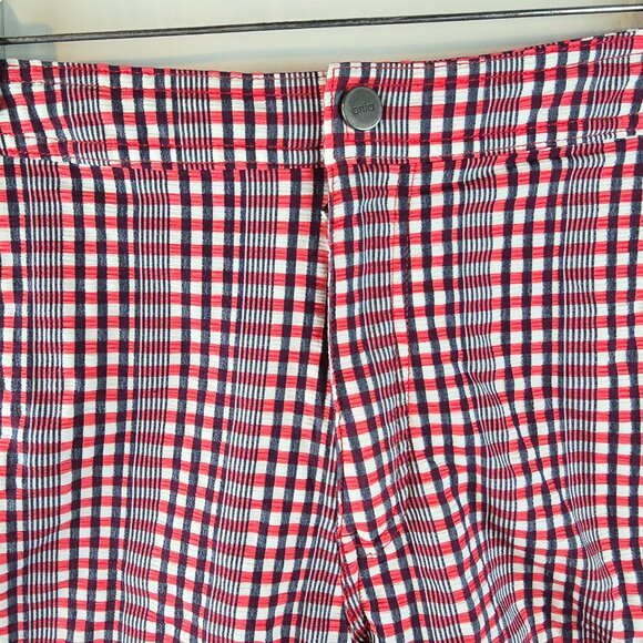 Onia Swim Trunks Mens XL Red Blue Check Swimwear Mesh Lined Hybrid Quick Dry - Picture 2 of 9